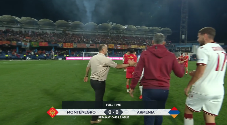 FCOneFootball's tweet photo. 🔚 FULLTIME
🇲🇪 Montenegro 0-0 Armenia 🇦🇲
▪️ Neither side could break the deadlock in Podgorica, resulting in a physical and closely fought scoreless draw.
#NationsLeague #MNEARM https://t.co/pQIqUHeQma