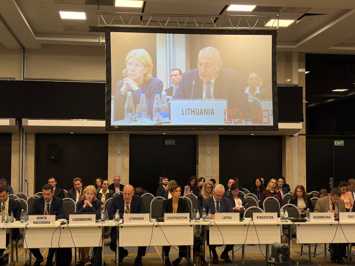 LT_OSCE's tweet photo. At the Warsaw Human Dimension Conference, 🇱🇹 Permanent Representative @KudzmanasK emphasised the importance of holding Russia accountable for systematic and widespread IHL &amp; IHRL violations in the context of its ongoing aggression against Ukraine.

🇱🇹#StandWithUkraine🇺🇦 https://t.co/tPlfe57emY