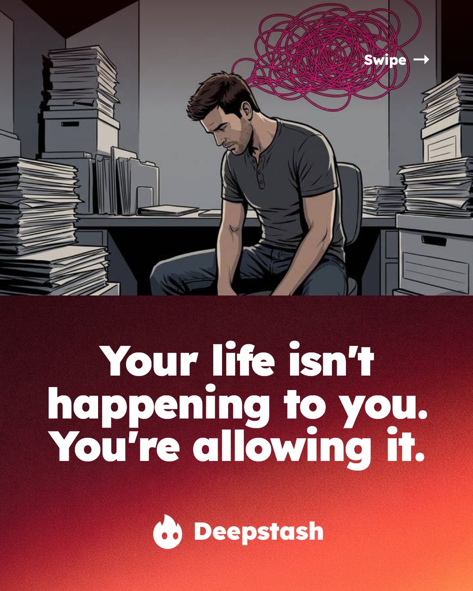 deepstash's tweet photo. Your life isn't happening to you. You're allowing it.

Unfu*k Yourself by Gary John Bishop, in one idea: most "lazy" people aren't lazy. They just haven't admitted what they're avoiding. 👇 https://t.co/7Yth3lnAHn