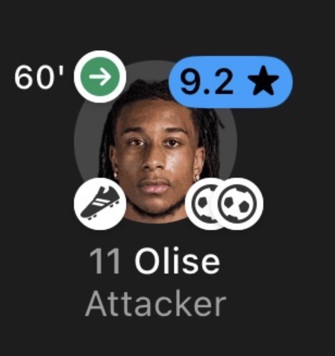 choconotchwe's tweet photo. olise in the first half vs him in second, 
EXCELLENT BALLER! #FRABEL https://t.co/ZZgOOROfoz