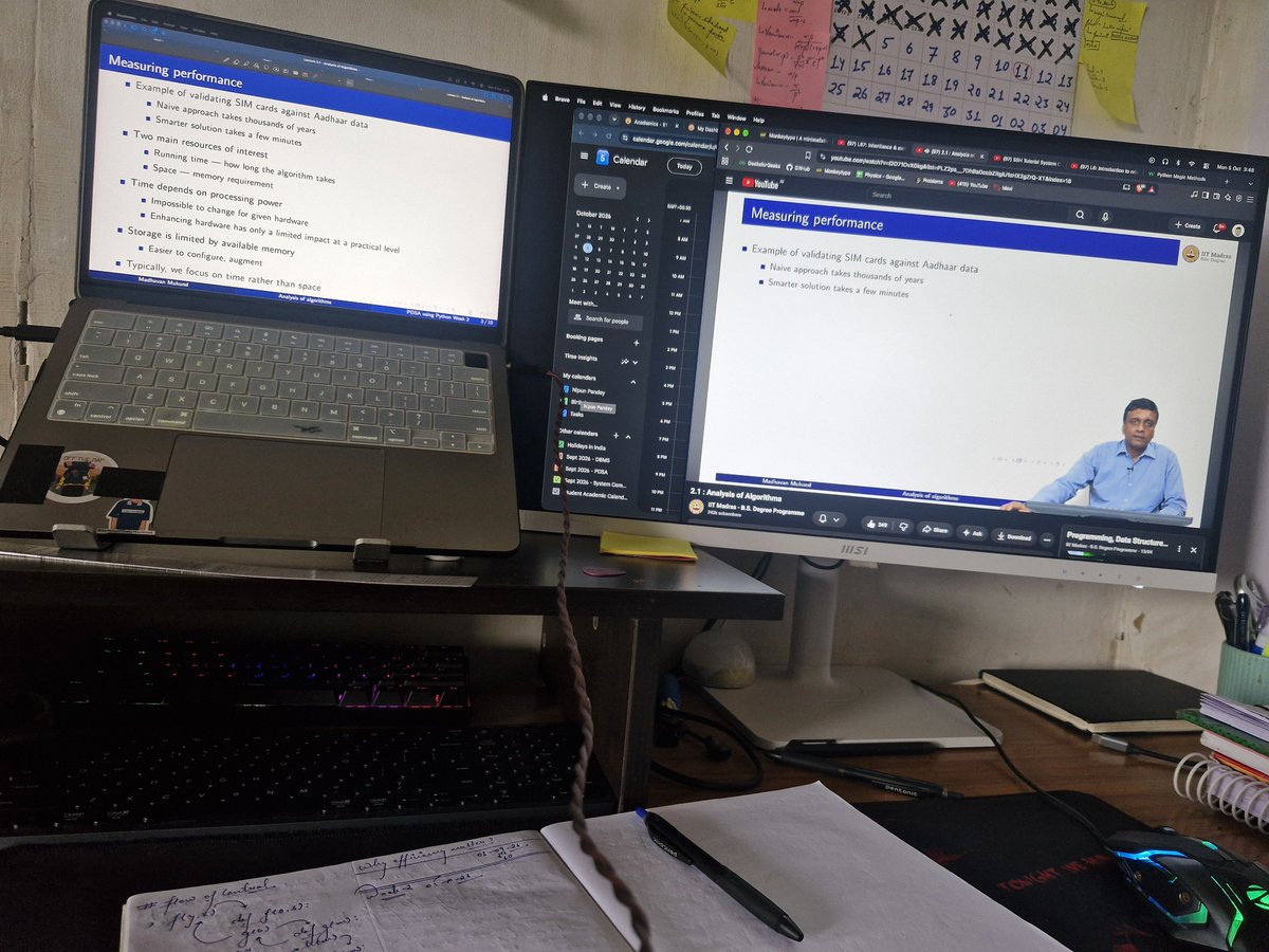 _Nipun_Pandey_'s tweet photo. Day 38 📚

A productive study day:
• DBMS — continued modules &amp; revised key concepts
• System Commands — practiced Linux commands
• DSA — studied time &amp; space complexity
• Completed and submitted multiple practice/assignment questions.

#StudyLog #DBMS #DSA #Linux https://t.co/PGvUxPCHvr