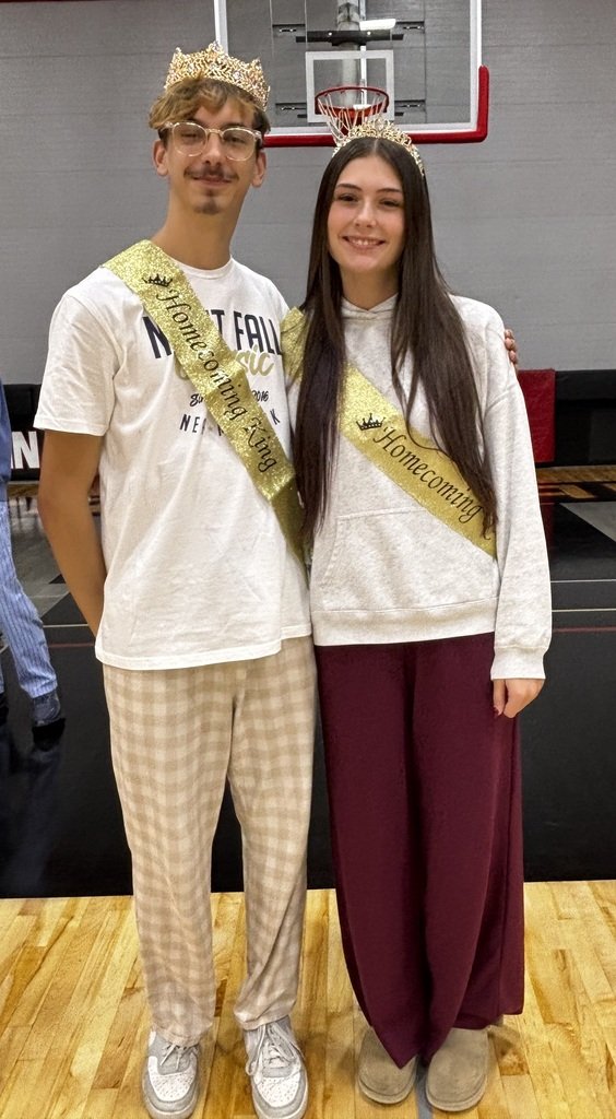 MayvilleSD1's tweet photo. HOCO Week 2026 is off to a great start! The Pep Band led students and staff into the gym this morning for a kick-off assembly and the crowning of Homecoming King & Queen. Congratulations to Queen Kylie W. and King Mac L.! #mayvillecardinals #mayvilleschools #cardinalpride https://t.co/tPyCvxH5Yw