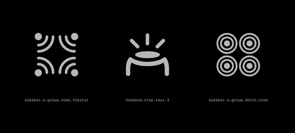 asherdipps's tweet photo. According to new symbols by Apple, the upcoming HomePod mini 2 will support pairing 4 HomePod mini’s together for a home theater. https://t.co/BcyF82OuY8