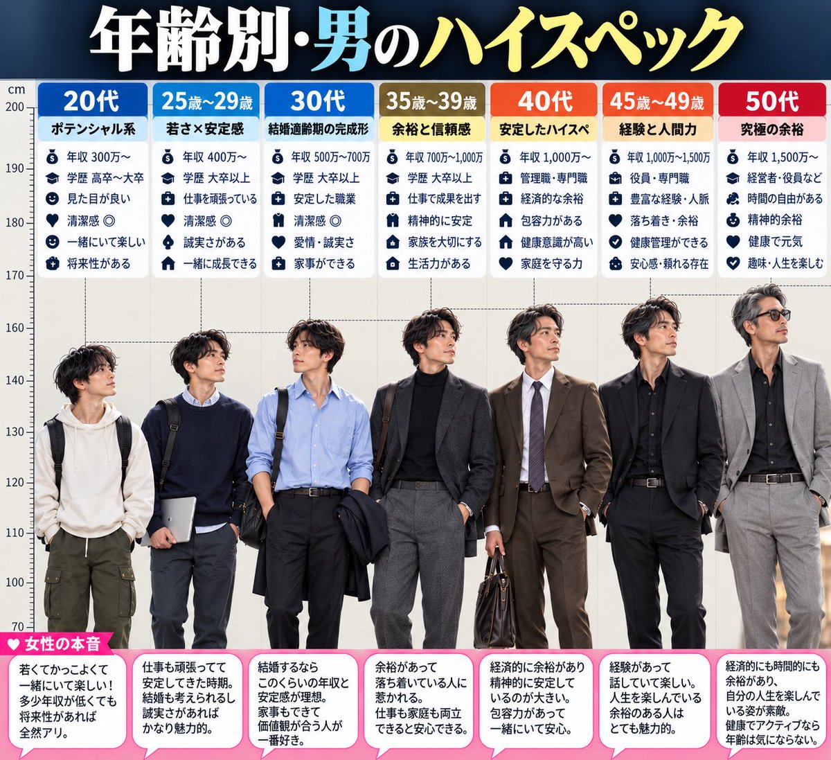 sponta1419's tweet photo. 男のスペックって…年齢で変わる…

超偏見だけど… https://t.co/sPTJQfwtwp