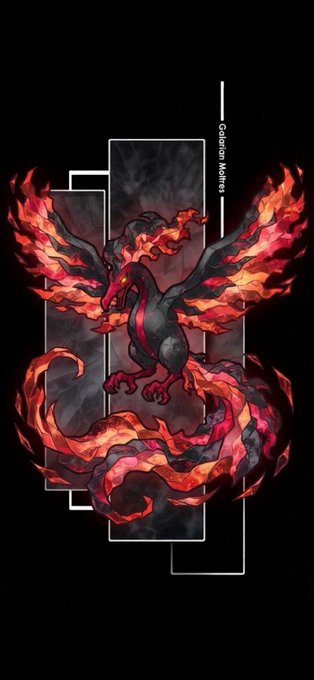 A digital illustration features a fiery red and black dragon-like creature with flame-like wings, labeled "Ganon Metroid".