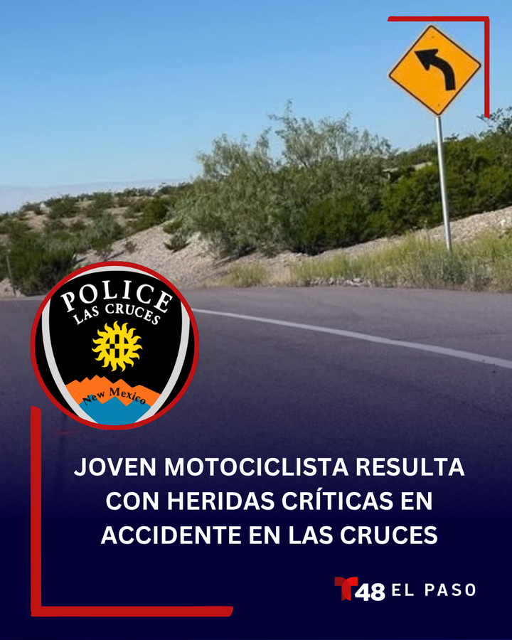 TelemundoEP's tweet photo. 🚨 Un aparatoso accidente de motocicleta dejó a un joven en condición crítica.

Más aquí: https://t.co/nyfONBjTgJ

#Telemundo48EP #LasCruces #Accidente #LCPD https://t.co/2mAIe5tHCg