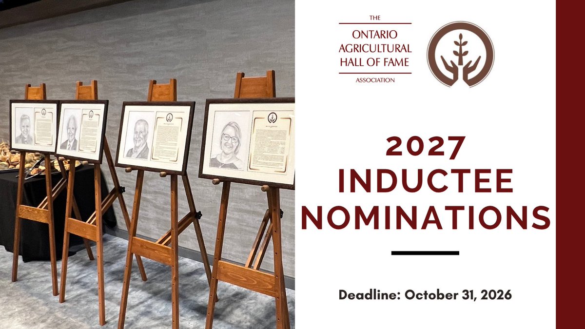 OntAgHallFame's tweet photo. Do you know someone who has made a lasting impact on agriculture in Ontario?  Consider nominating them to the Ontario Agricultural Hall of Fame.  Visit https://t.co/HA3eBoj9Lm for more information. https://t.co/7vbKkg3v6Q