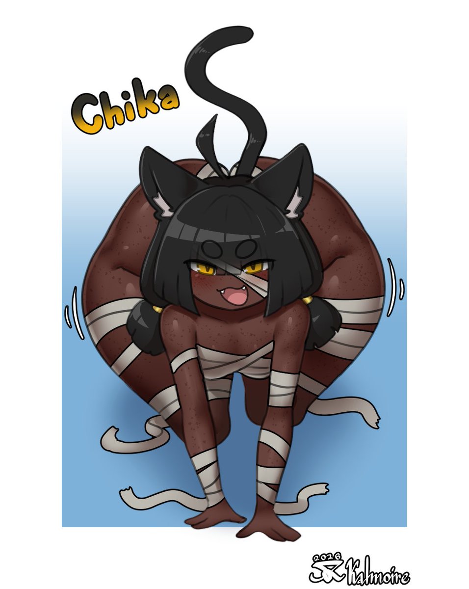 kalmoire's tweet photo. OCtober 5 - Chika as a mummy (scary azumanga pose!!) https://t.co/QkRrUC6DBm
