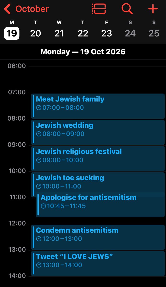naayacaalz's tweet photo. BREAKING: I’ve obtained a copy of Mamdani’s schedule for next Monday. Busy! https://t.co/d4e3EnRP6a