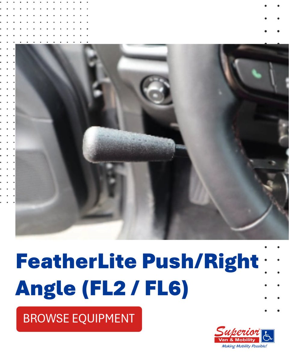superiorvan's tweet photo. The FeatherLite Push/Right Angle electronic hand controls are designed to make driving smoother &amp; more comfortable. With a short-stroke design, the system helps reduce fatigue while providing additional leg and lap room. Find mobility equipment like this: https://t.co/v4rklbViYx https://t.co/kXDXVxFfg8