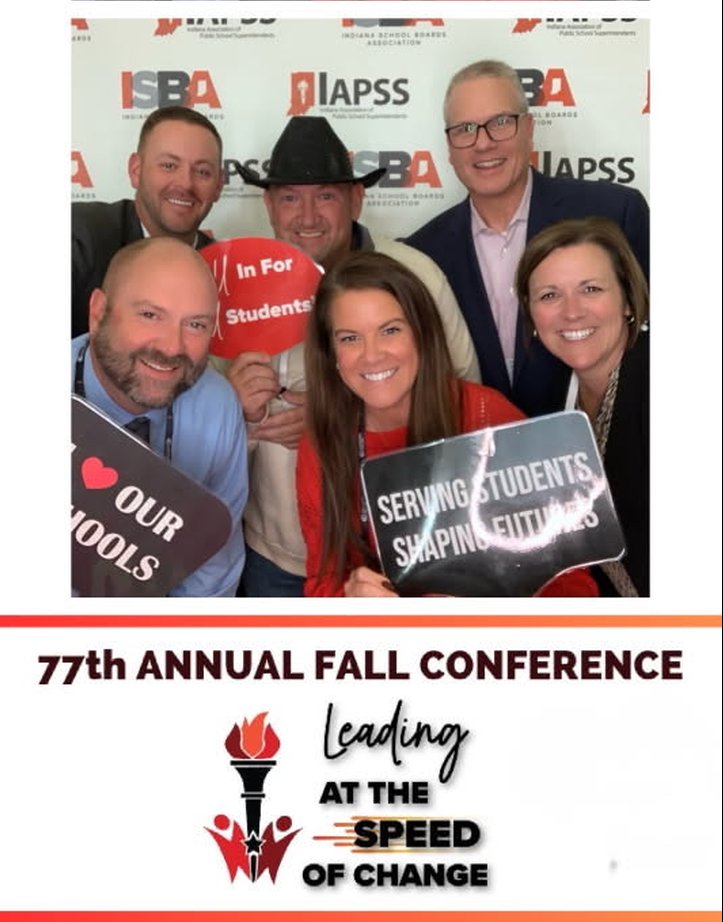 frankton_lapel's tweet photo. ISBA/IASSP 77th Fall Conference attendees from FLCS: Chad Kemerly (COO), Heather Filbrun (Board Member), Wendy Smedley (CLO), Blane Trinkle (Board Vice President), Greg Granger (Board Member), Sterling Boles (Superintendent). #infallcon26 https://t.co/1Nz0UL4vAg