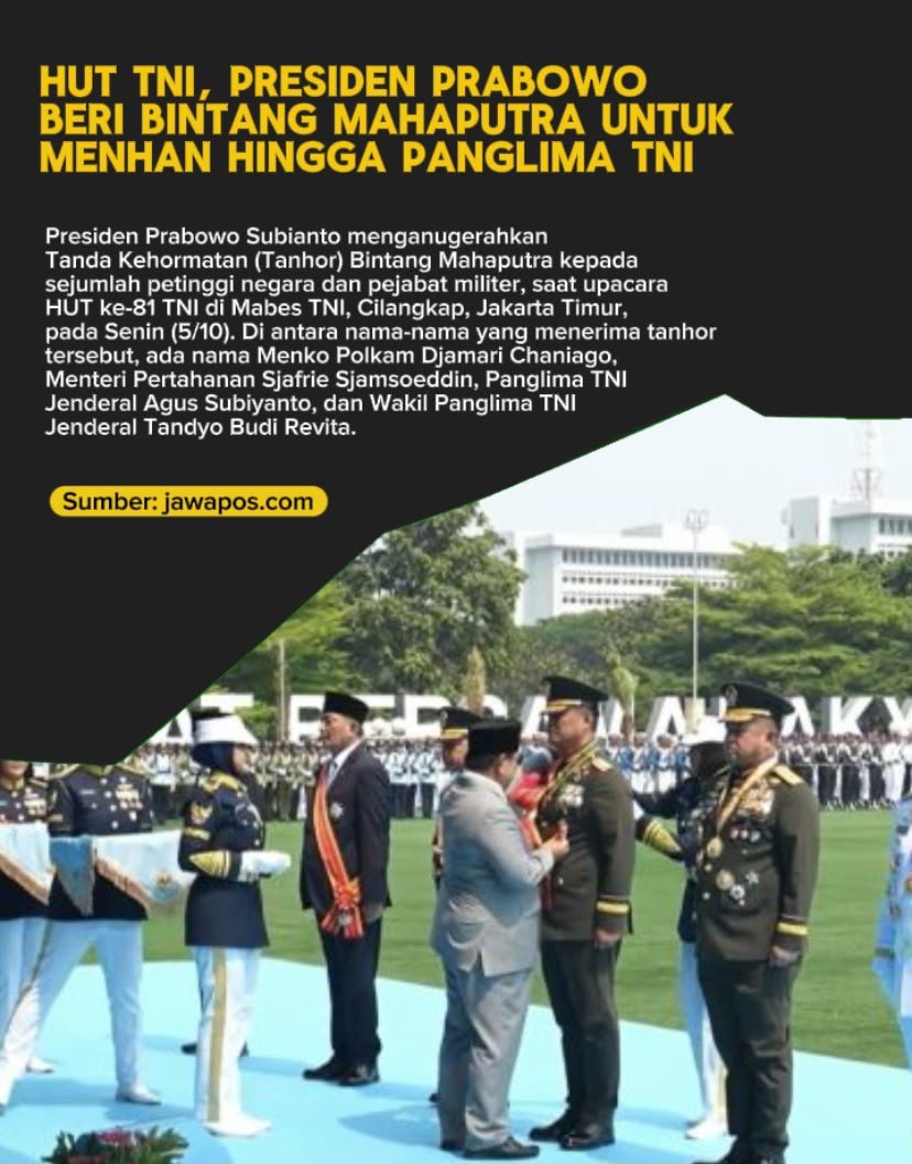 TrinityWorman36's tweet photo. Penghargaan diberikan sebagai bentuk apresiasi atas jasa luar biasa dalam mendukung kemajuan, pengembangan, dan pembangunan TNI serta pengabdian yang diakui secara luas di tingkat nasional dan internasional. https://t.co/SvaGdVKGjR