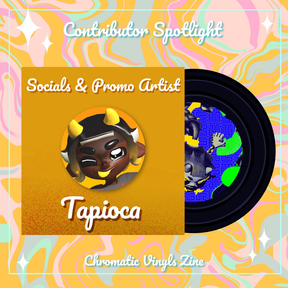 ChromaticVinyls's tweet photo. And for our last two moderators we have sushii and @tapiioc! 
Their art looks quite delicious right? °·🍣 🧋.ೃ࿔*:･

#ZINE #FANZINE https://t.co/D2WkuqyilS