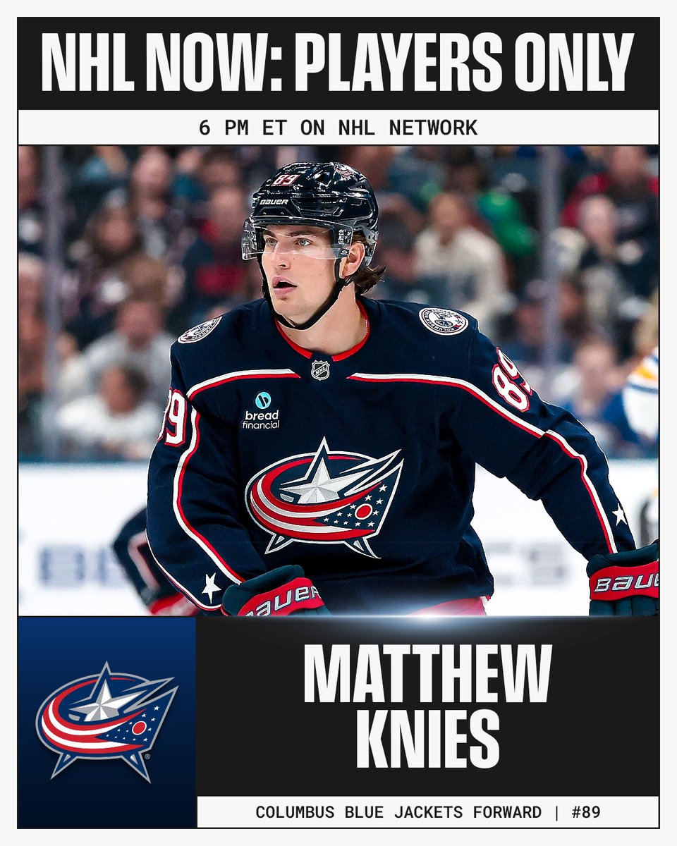 NHLMedia's tweet photo. Matthew Knies hasn't been in Columbus long but the newest @BlueJacketsNHL has made an instant impact!

He joins @KenDaneykoMSG and @Rupper17 on today's edition of #NHLNow Players Only. https://t.co/IgveXhB1fq