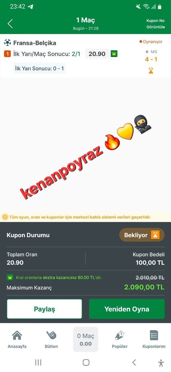 kenanpoyraz771's tweet photo. Macimizin değerlendirme si telgram grubumuz da yapıldı ve paylaşıldı 🥷💛

Bir cok kardeşimiz hem 2/1 hemde canli kazandi👈

Ayrica Bosna maçımız kaybetti 👈

Yatanda bizim tutanda arkadaşlar 🥷
Biz ne bir mac yatinca kacariz nede tutunca kraliz 👈

Yola devam 🥷
https://t.co/eS2PEVo1c8

@kenanpoyraz771 🥷