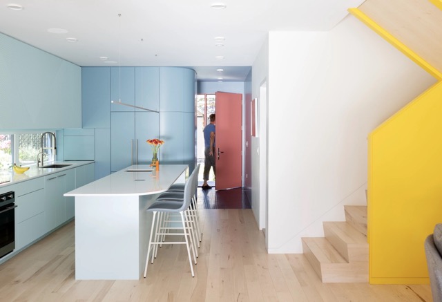 Architizer's tweet photo. #ProjectOfTheDay: Fluevog House by MA+HG Architects
The Fluevog House brings bold colour and geometric forms to a Vancouver family home, with a sea-green gable, circular and triangular windows, and a bright yellow roof deck. Designed as a Net Zero home, its playful geometry also responds to the practical demands of solar energy and high-performance construction.
📍 Vancouver, Canada #ArchitizerAwards
Photos by: Janis Nicolay Photography
Details: https://t.co/8ZTBst2jFw