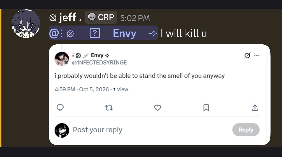 1NFECTEDSYRINGE's tweet photo. Can someone stop this creep from messaging me https://t.co/5zbuaAR6aD