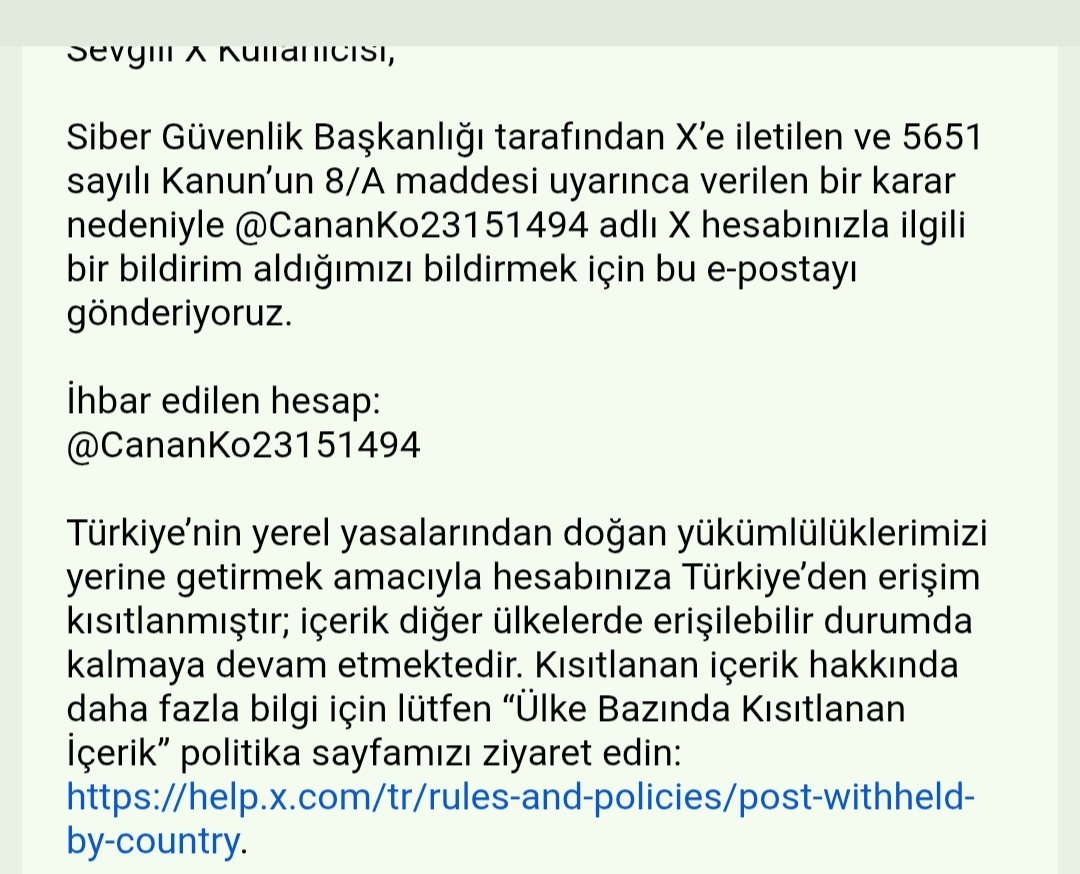 canan060723's tweet photo. Gece 00.27 de bir mail geliyor ve X hesabım erişime engelleniyor.

Bu ülkeye çalışmış vergi Ödemiş bir vatandaşım ifade özgürlüğüm var.

Sosyal devlet emeklinin hakkını vermeyip hesabına erişim engeli getiriyor. Susmayacağım. 
Hakkımı istiyorum. 

#SefaletHalkaServetAkepeye https://t.co/AV9aKGW6R2