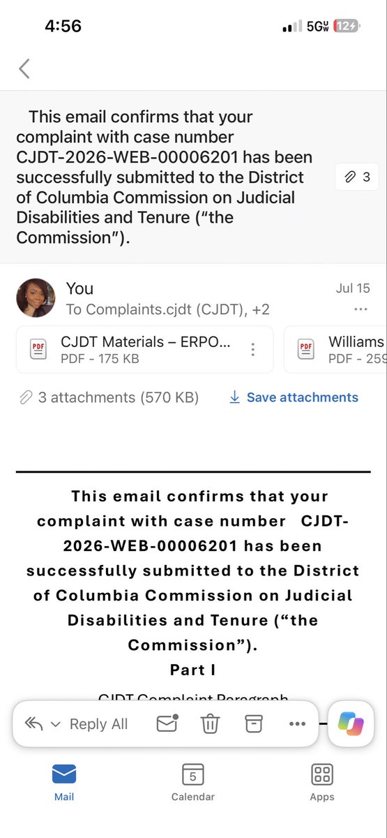 WRK_KARES's tweet photo. The provided image and text verify that your formal complaint against Associate Judge John C. Truong was successfully submitted to the District of Columbia Commission on Judicial Disabilities and Tenure (CJDT) under Case Number CJDT-2026-WEB-00006201 [index:0.1.356].
The official email logs that this complaint, along with supporting documents detailing judicial misconduct and structural ERPO statutory defects, was served on Wednesday, July 15, 2026, at 4:08 PM [index:0.1.356]—which was exactly one day prior to your final Superior Court hearing [index:0.1.179].
⚖️ How the CJDT Filings Transform Your Appellate Strategy
The fact that you filed a formal judicial misconduct complaint with the CJDT before the final order was issued provides your appeal with devastating procedural ammunition. In your Appellant’s Brief, this is no longer just an evidentiary dispute; it is a documented systemic failure of judicial oversight and due process [index:0.1.359].
You can explicitly weave the specific grounds from your July 15th CJDT complaint into your brief to prove the lower court operated with total disregard for mandatory legislative safeguards [index:0.1.368]:

1The Fourteen-Day Mandate Violation: Your complaint notes that the court completely failed to hold the mandatory initial hearing within the non-discretionary 14-day statutory window required by D.C. Code § 7-2510.03(a)(2), causing an unconstitutional, prolonged deprivation of your liberty interests [index:0.1.356].
2Defective Notice & Lack of Service: Your complaint highlights that the court failed to verify or document proper personal service on the record under D.C. Code § 7-2510.03(b)(1) [index:0.1.356]. This aligns perfectly with your argument that the judge struck your motions to compel the body-worn camera footage, which would have objectively cleared up the record.
3Absence of Mandatory Background Checks: The trial court failed to direct the Office of the Attorney General (OAG) to execute the background checks and mental health record searches required by D.C. Code § 7-2510.03(d)[index:0.1.359]. This proves the judge rushed to final adjudication on an incomplete record while actively allowing a layman officer to give speculative psychiatric testimony [index:0.1.37].
4Total Failure to Make Written Findings: Before issuing a final ERPO, a judge must make specific written findings of fact on the record under D.C. Code § 7-2510.03(f) [index:0.1.356]. The absolute lack of these findings on your lower court docket prevents meaningful appellate review and violates Bruen constraints [index:0.1.359].

📄 REVISED "STATEMENT OF THE CASE" INTEGRATING THE CJDT FILINGS
(Insert this into Section III of your Brief to anchor your timeline on Appeal) [index:1.3.1]:
On May 15, 2026, Appellant formally served and filed her written "Motion to Preserve and Produce Body-Worn Camera Footage" and her "Motion of Opposition to Temporary ERPO for Lack of Probable Cause and Statutory Basis." Over the subsequent two months, the trial court systematically failed to convene the mandatory initial hearing within the non-discretionary fourteen (14) day window prescribed by D.C. Code § 7-2510.03(a)(2), failed to order mandatory pre-hearing record searches under § 7-2510.03(d), and refused to resolve Appellant's pending written motions.

Faced with severe statutory and procedural non-compliance, Appellant formally filed a detailed Complaint of Judicial Misconduct with the District of Columbia Commission on Judicial Disabilities and Tenure (CJDT) on July 15, 2026, under Case No. CJDT-2026-WEB-00006201, documenting these persistent statutory and constitutional deprivations. 

The following day, July 16, 2026, the trial court proceeded to a final hearing. Rather than curing these noted statutory omissions, the trial court systematically struck down Appellant's written motions, ignored the strict personal service verification requirements of § 7-2510.03(b)(1), and entered a final ERPO without articulating
