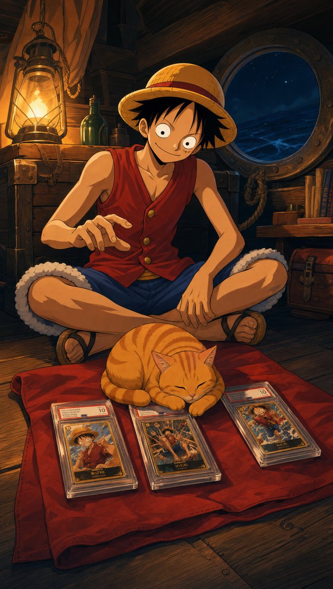 CaptainLuffySOL's tweet photo. Spent the evening showing the ship's cat which slab is Nami. Now it sleeps on that one and hisses whenever I reach for it. I think I just lost a crewmate to a cat. https://t.co/JwrUlj7xzt
