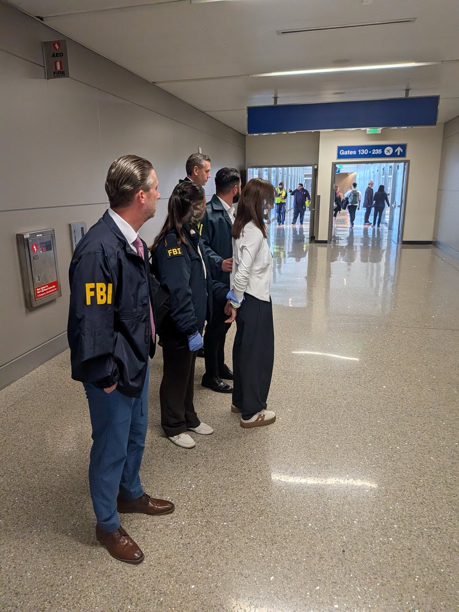 FBILosAngeles's tweet photo. Wanying Zhang, 34, a.k.a. "Heather Zhang," of  Irvine, was arrested Sunday by the FBI after she was charged in a federal criminal complaint with acting in the United States as an unregistered agent of the government of the People’s Republic of China (“PRC”), including by conducting surveillance of family members of a high-ranking Taiwanese government official.  Zhang was arrested at Los Angeles International Airport, where she planned to board a flight to China. She is expected to make her initial appearance and be arraigned this afternoon in U.S. District Court in downtown Los Angeles. @usao_losangeles