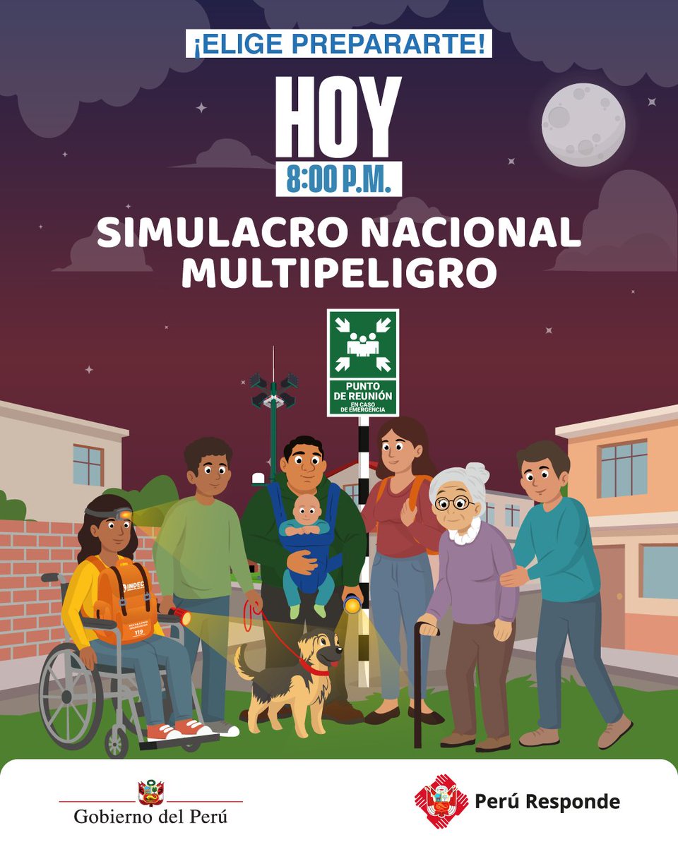 MineduPeru's tweet photo. ☝🏼¡Es hoy!
😉 Elige prepararte y participa del III #SimulacroNacional2026.
📆 Martes 13 de octubre.
🕒 8:00 p. m. https://t.co/buWSDCtily