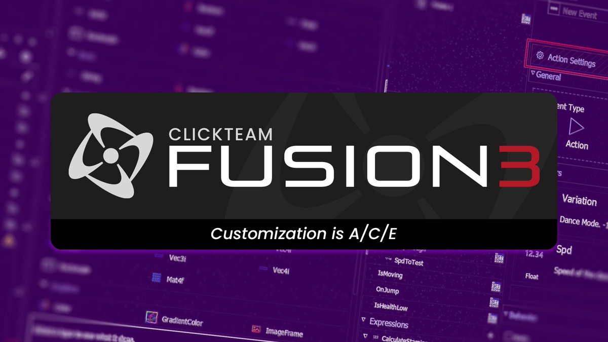 Clickteam's tweet photo. New #Fusion3 blog is now live! This time we talk about hour customization is A/C/E! #Clickteam #CF25 

https://t.co/wmDZGkyAUD https://t.co/dq2B3LfXRA