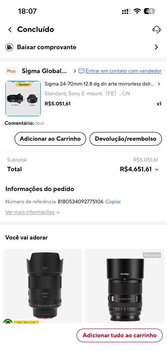 soueuton's tweet photo. @obherings @HistoriaNoPaint Olha quanto eu paguei nessa lente a 3 anos atrás e quanto ela sai hoje https://t.co/WNvgb5Cu21