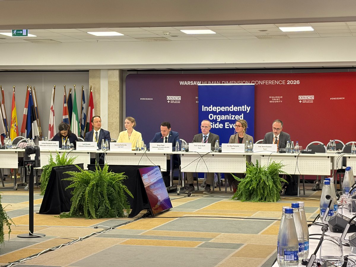 LT_OSCE's tweet photo. Findings from the recent #MoscowMechanism report on Russia’s treatment of 🇺🇦 children were presented at the #WarsawHDC side event. 
 
Independent experts concluded that Russia's systemic indoctrination &amp; militarization of 🇺🇦 children may amount to crimes against humanity. https://t.co/AjdZ6YUhxy