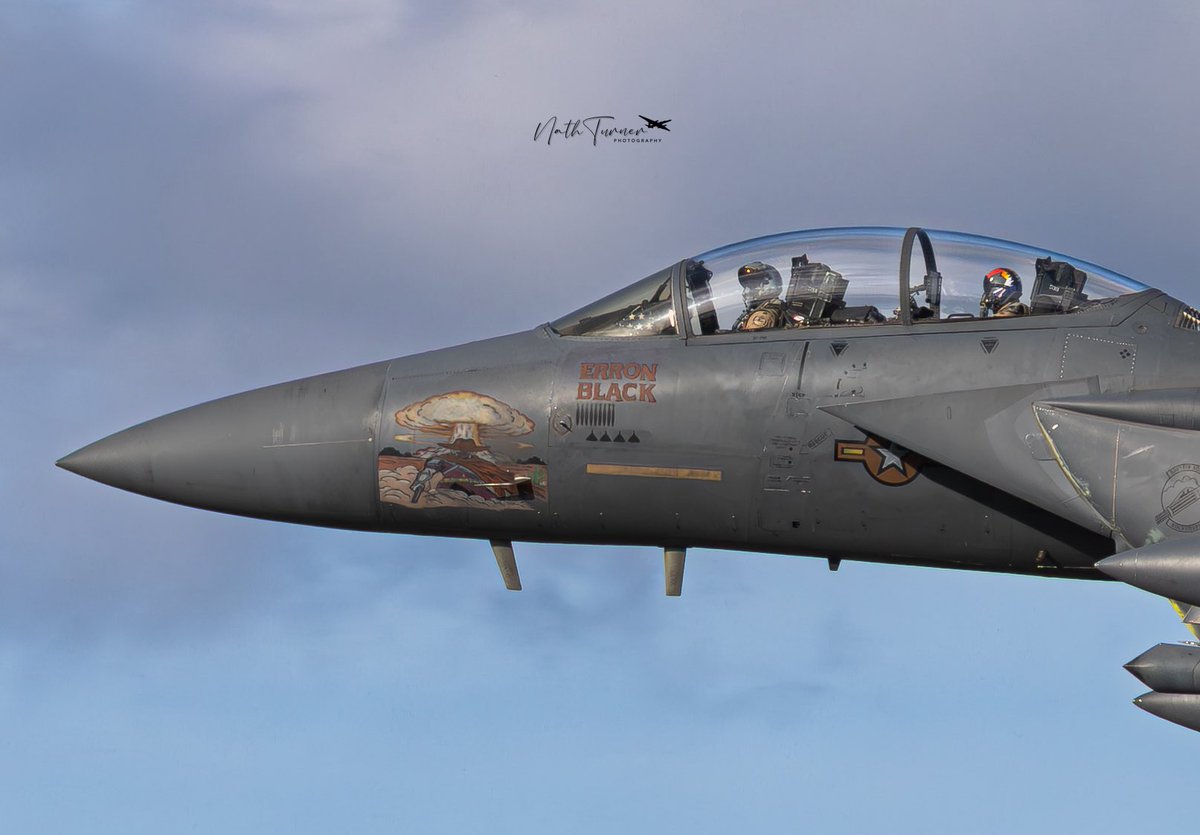 NathT93's tweet photo. ERRON BLACK leaves Mildenhall #rafmildenhall #taborflight #f15eagle #usaf #aviation https://t.co/ZfyLNeQOjs