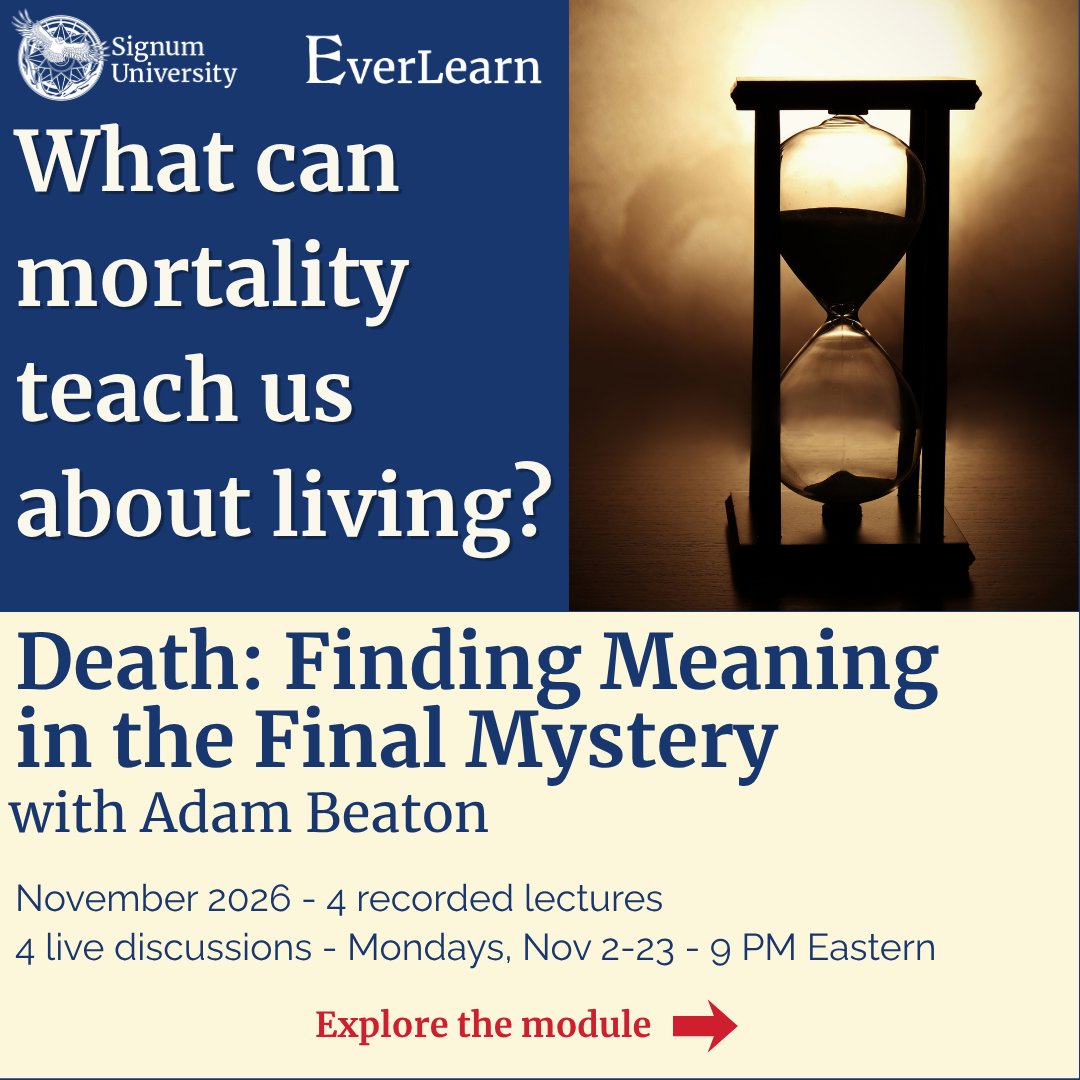 SignumU's tweet photo. Fear. Ritual. Remembrance. The wish to live forever.

Death: Finding Meaning in the Final Mystery brings world religious traditions and philosophical arguments into the conversation, with room for your own reflections.

Join us in November for thoughtful conversations.

https://t.co/2MfpEgTHZv