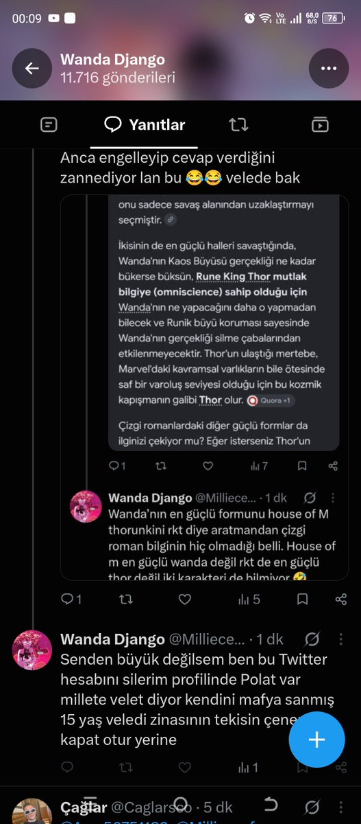 Azra56751182's tweet photo. @Caglarsco @Millieceyf @kayrasane10 Mal lan bu wanda fanboyların hepsi velet mk sik kadar akılları yok https://t.co/W6d374iV04