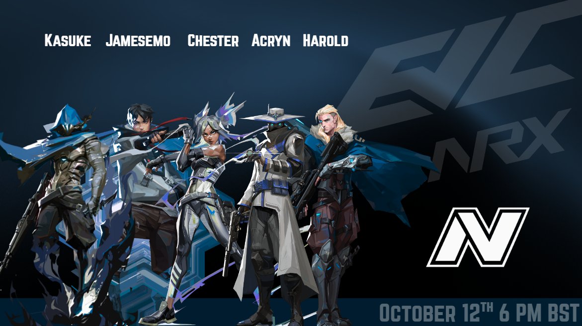 NyrexEsports's tweet photo. Our roster for the upcoming @EVCtournaments EUKL event.

Stay tuned to see how we do in our upcoming matches!
#NYREX #VANTA https://t.co/IvUwZJOCde