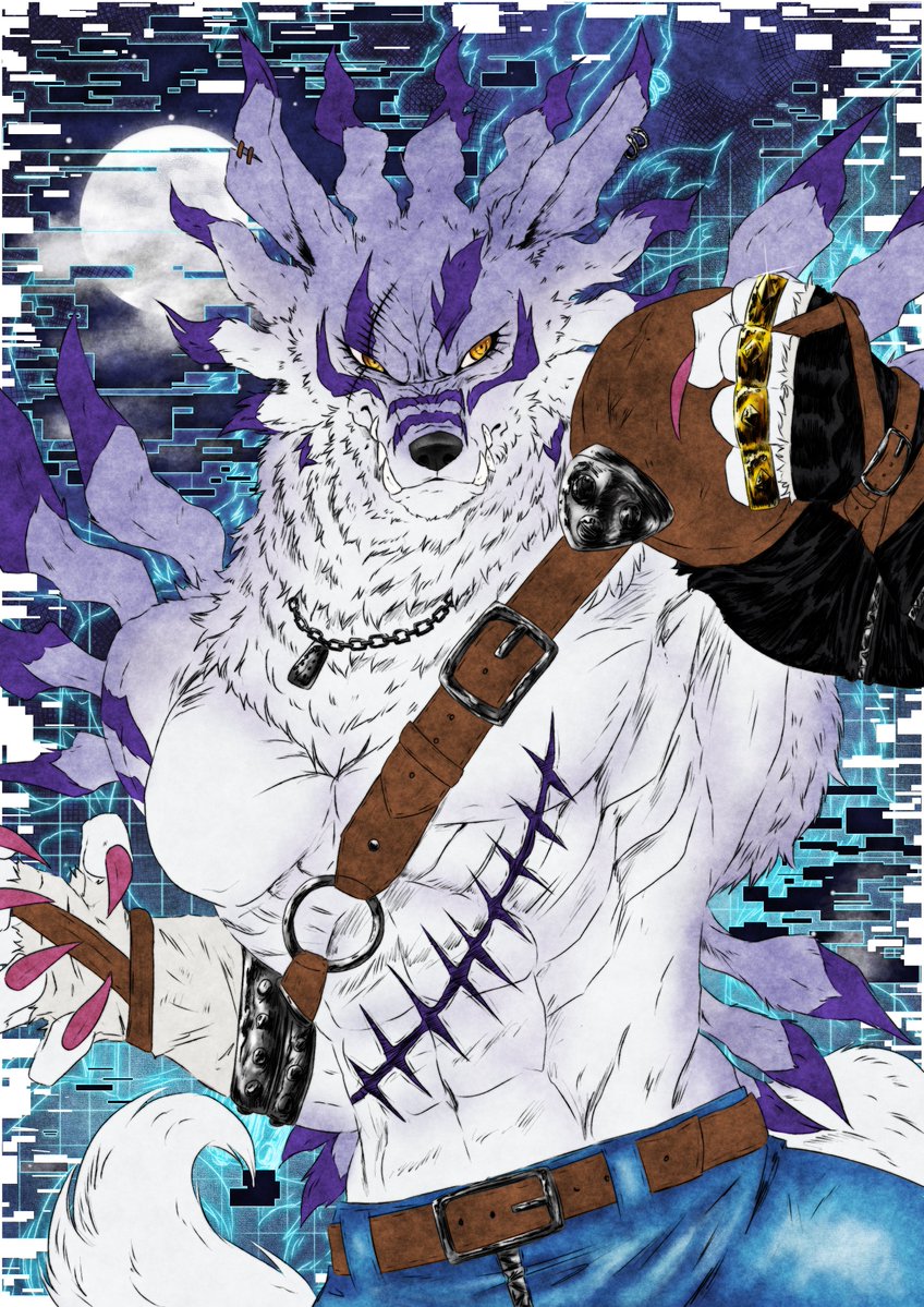 scaithnic's tweet photo. Found this WereGarurumon art on my drive that I drew a year ago https://t.co/fd1AYatQBD