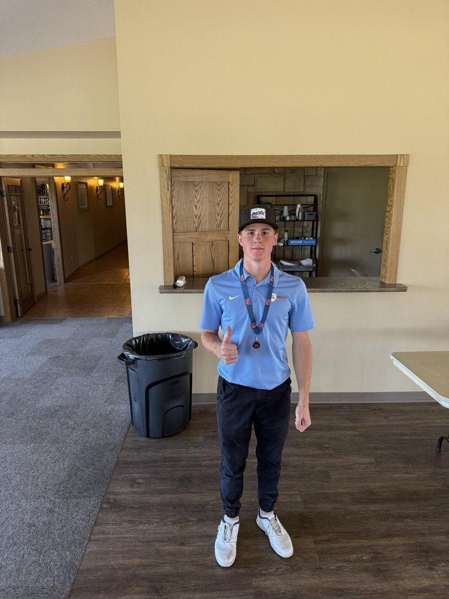 SCNorthBoysGolf's tweet photo. District Golf today at Willow Creek in Le Mars finished with a team score of 323

Individual scores
Alex Hexom 83
Talyn Sheffy 84
Kale Puetz 85
Logan Salmon 93
Braden Kumm 97

Seth Frankele was the Runner up with a 71 which was good enough to qualify for the state meet next week. https://t.co/GtX311DQv8