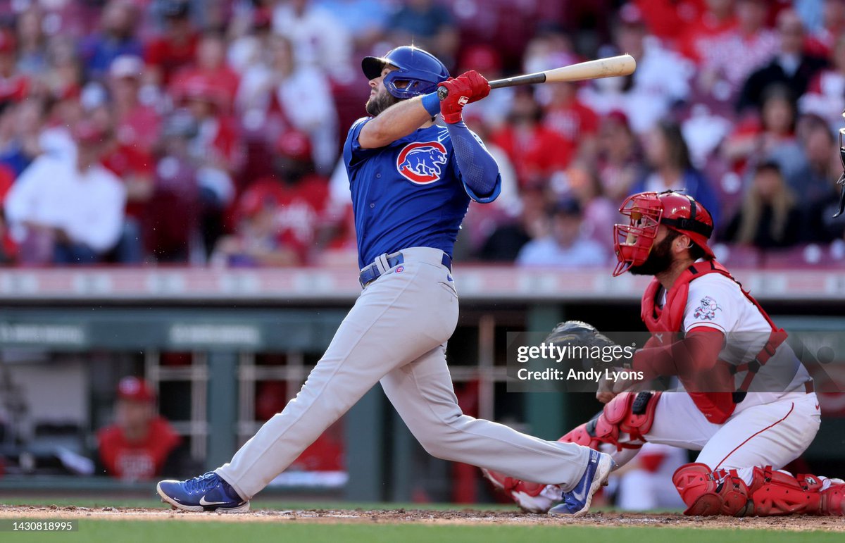 GameDatedCubs's tweet photo. OTD in 2022, the Cubs finished out the regular season with a bang, defeating the Reds 15-2.

David Bote led the way with 5 RBI and this #ToppsNow card, #1025. This card had a print run of 369 (damn she fine).

📸- Andy Lyons https://t.co/7V97GAalyF