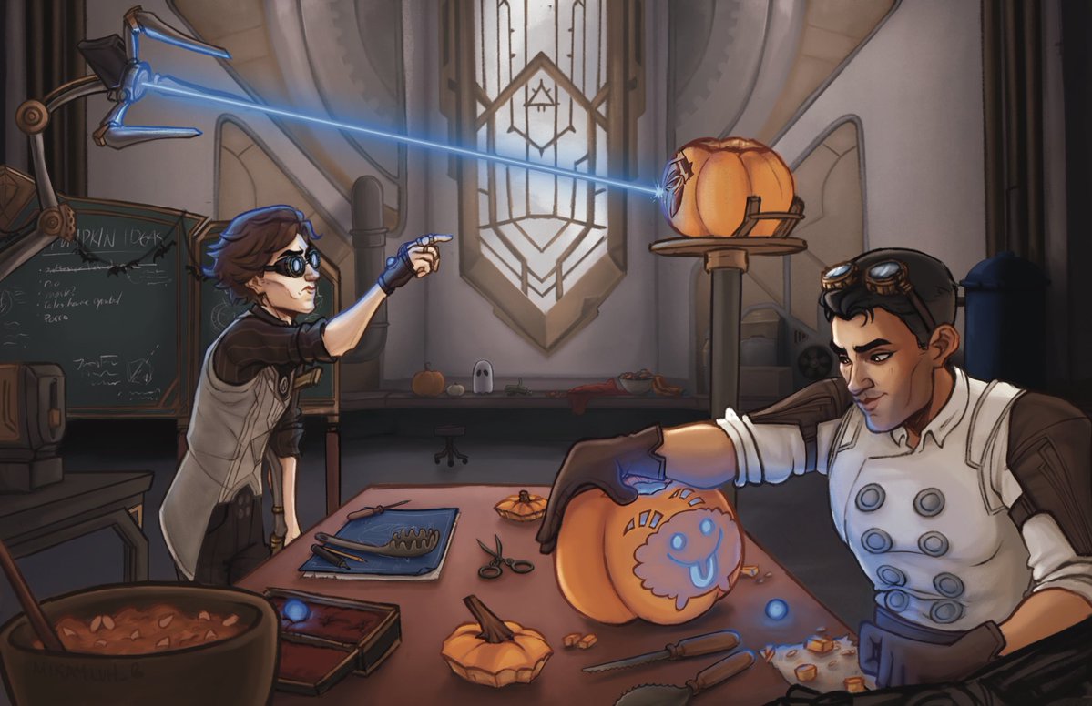 mikayluh_b's tweet photo. They take their pumpkin carving very seriously 🎃🛠️

My fall spread for @arcaneplanner ! :)

#jayvik #arcane https://t.co/l9D6H8h6ox