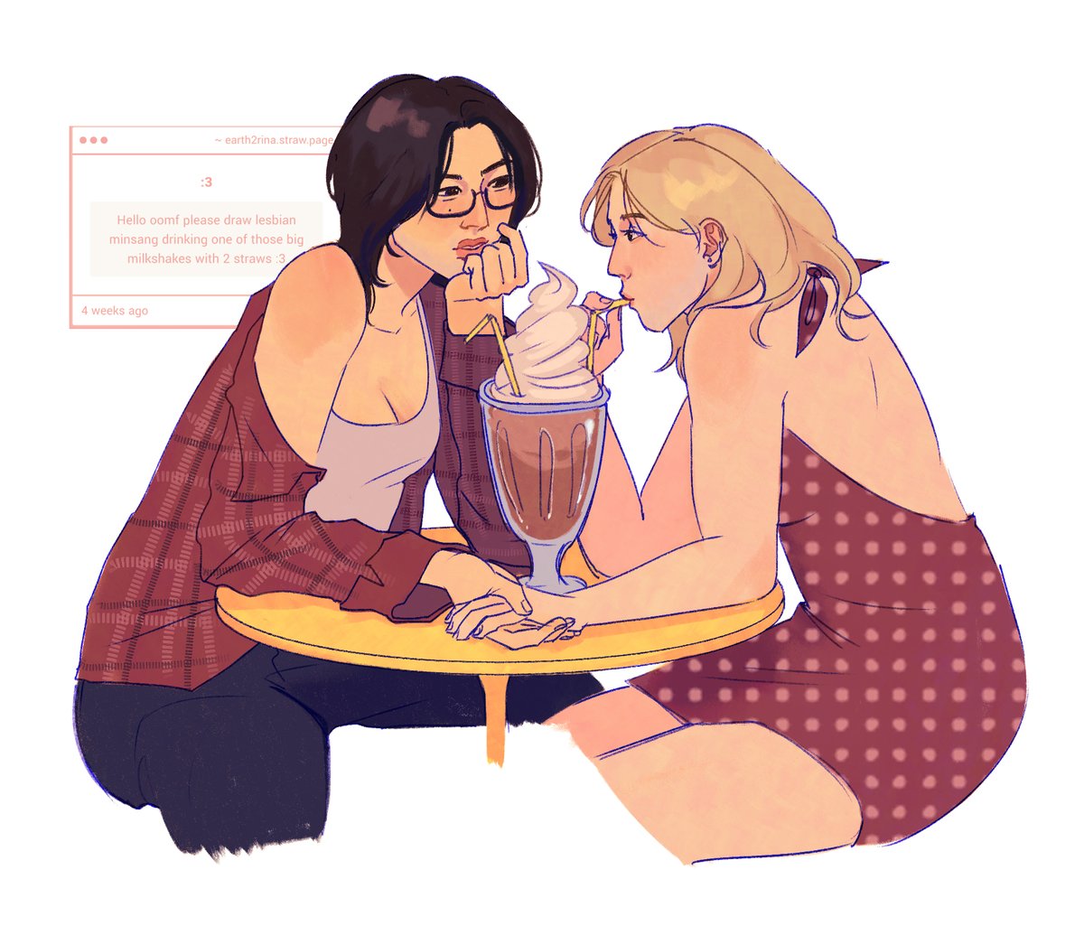 earth2rina's tweet photo. 🐥🌼milkshake date mwah https://t.co/D3dD5bqOxH