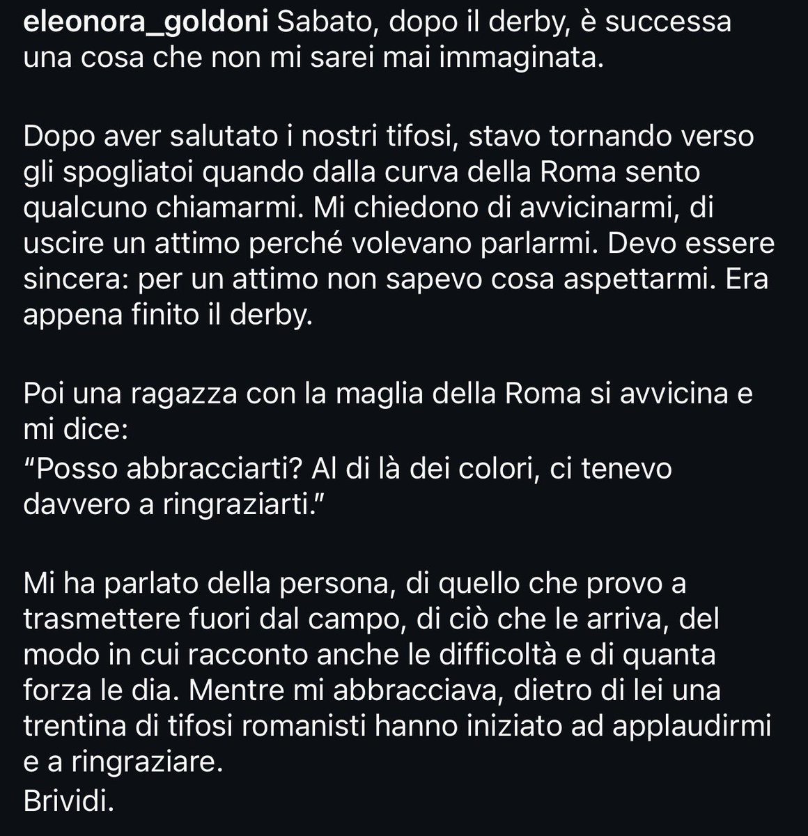 SpaceLazio's tweet photo. É da sabato che leggo del derby delle ragazze della #LazioWomen e del presunto sfottò di una calciatrice avversaria ad @elegoldoni sul suo essere credente dopo un parapiglia in mezzo al campo.

Questo, al contrario, lo stile della diretta interessata: https://t.co/NdEHoOiAla