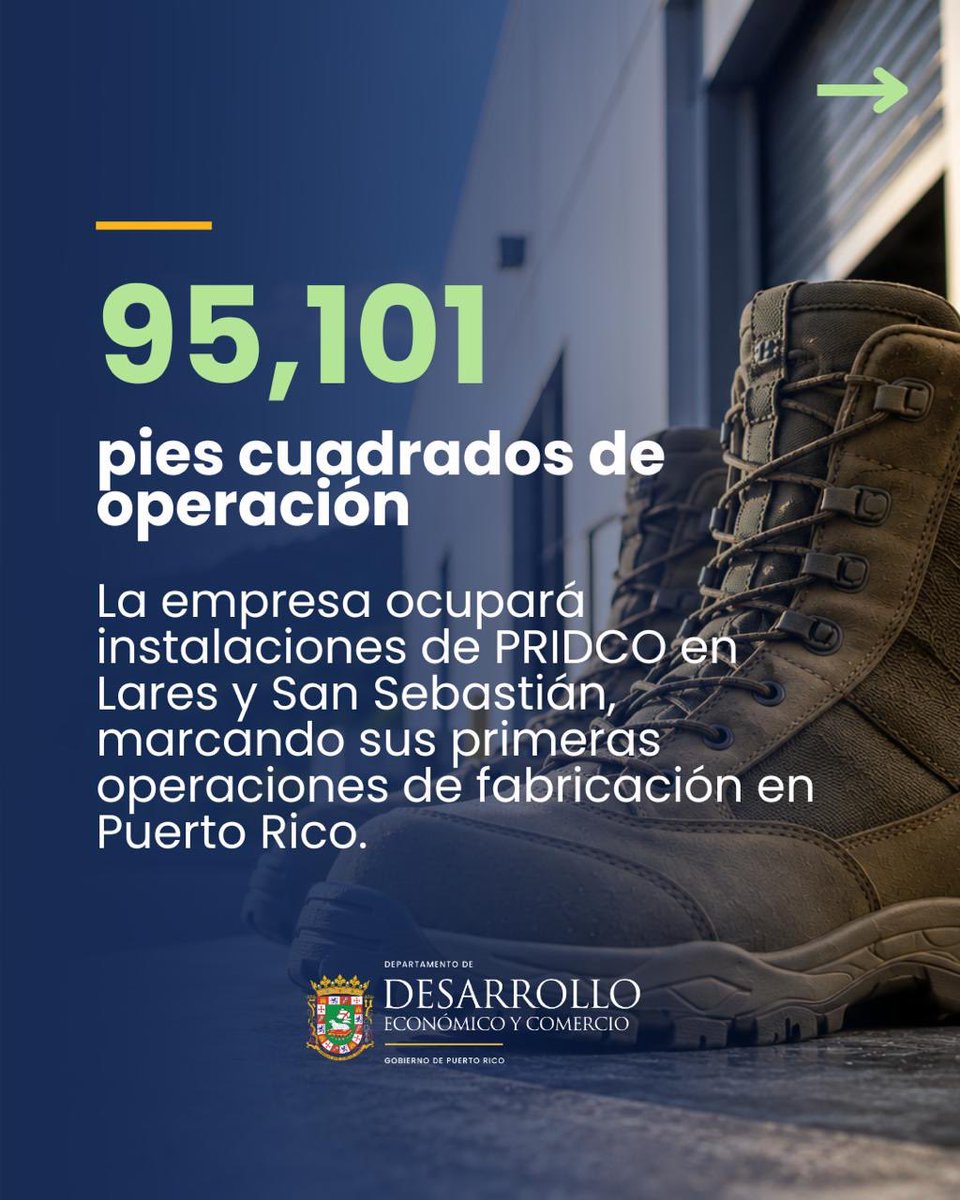DDECPR's tweet photo. Con el potencial de crear hasta 300 empleos, PR Footwear LLC inicia operaciones de manufactura de calzado militar y táctico en Lares y San Sebastián. Este proyecto amplía la presencia de la isla en la industria manufacturera y reafirma nuestro potencial de atraer inversión en sectores estratégicos.