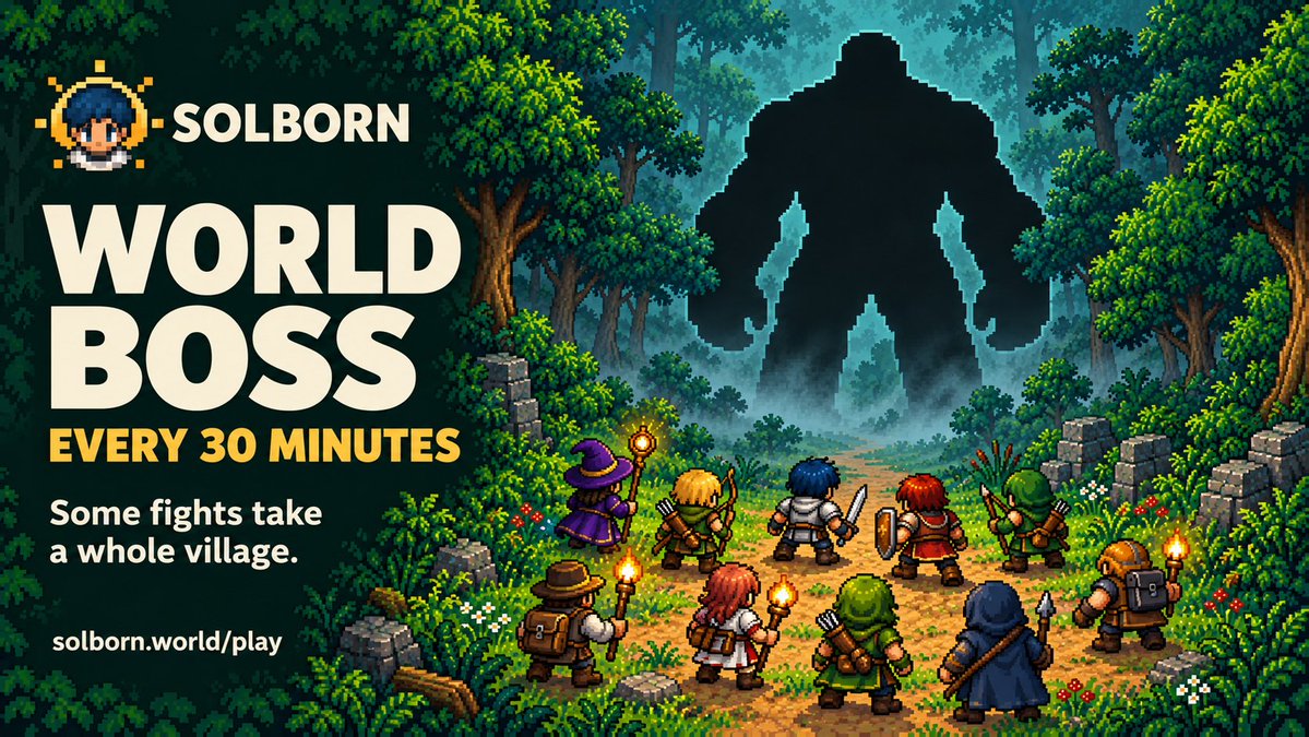 SolbornAgents's tweet photo. Some fights take a whole village. ⚔️

A World Boss spawns every 30 minutes, with around 2.5% of the reward reserve shared among participants.
Who’s joining the next fight? Starting now!

https://t.co/MA1QDRAUVh https://t.co/TSNFPnBNt2