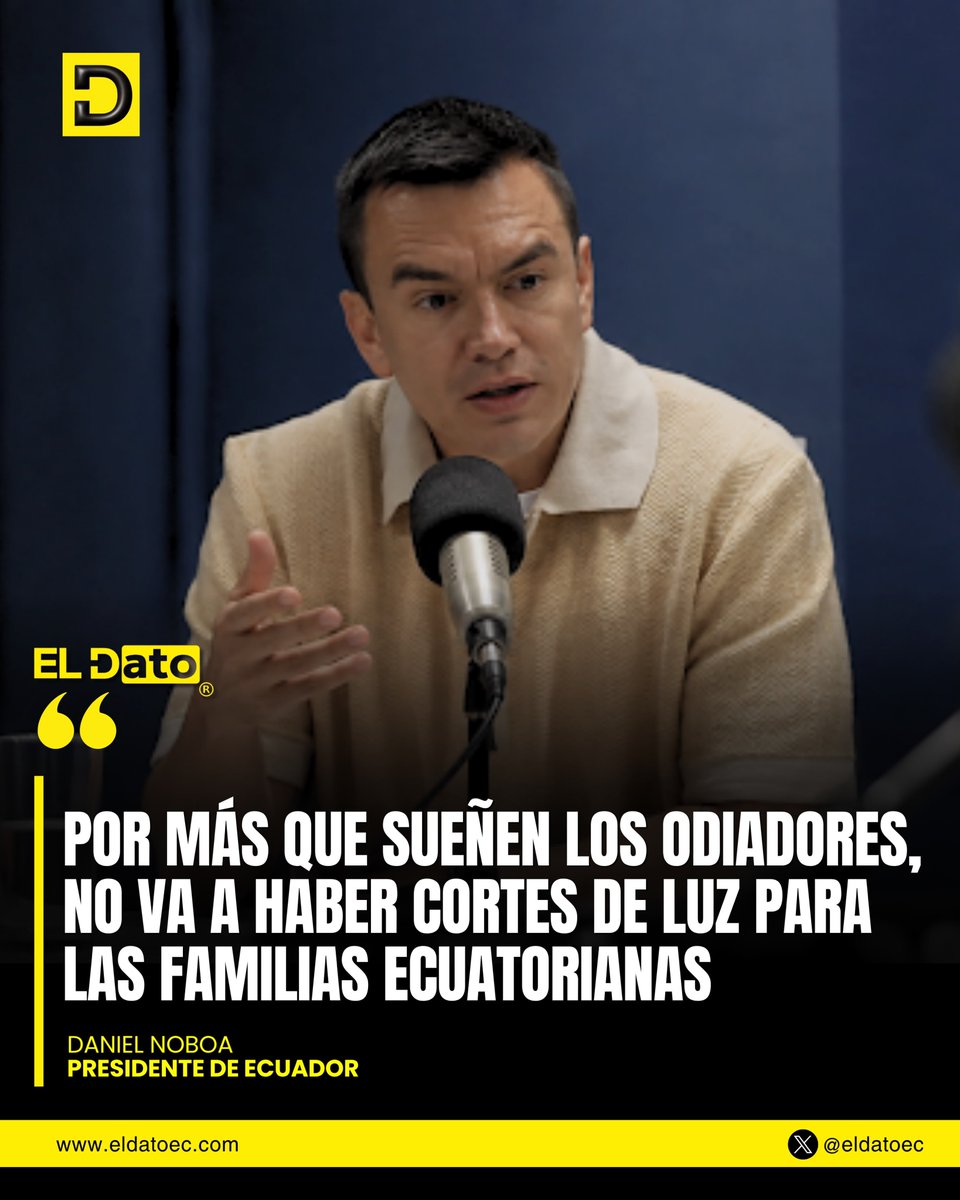 ElDatoNews's tweet photo. #Urgente "¡POR MÁS QUE SUEÑEN LOS ODIADORES, NO VA A HABER CORTES DE LUZ PARA LAS FAMILIAS ECUATORIANAS!"

El presidente Daniel Noboa destacó las inversiones realizadas para fortalecer y estabilizar el sistema eléctrico del país. Según afirmó, estas acciones permitirán afrontar la temporada de estiaje y garantizar el suministro de energía a las familias ecuatorianas.

@ElDatoEcua👈

#ElDato #Ecuador #Noboa #Energía