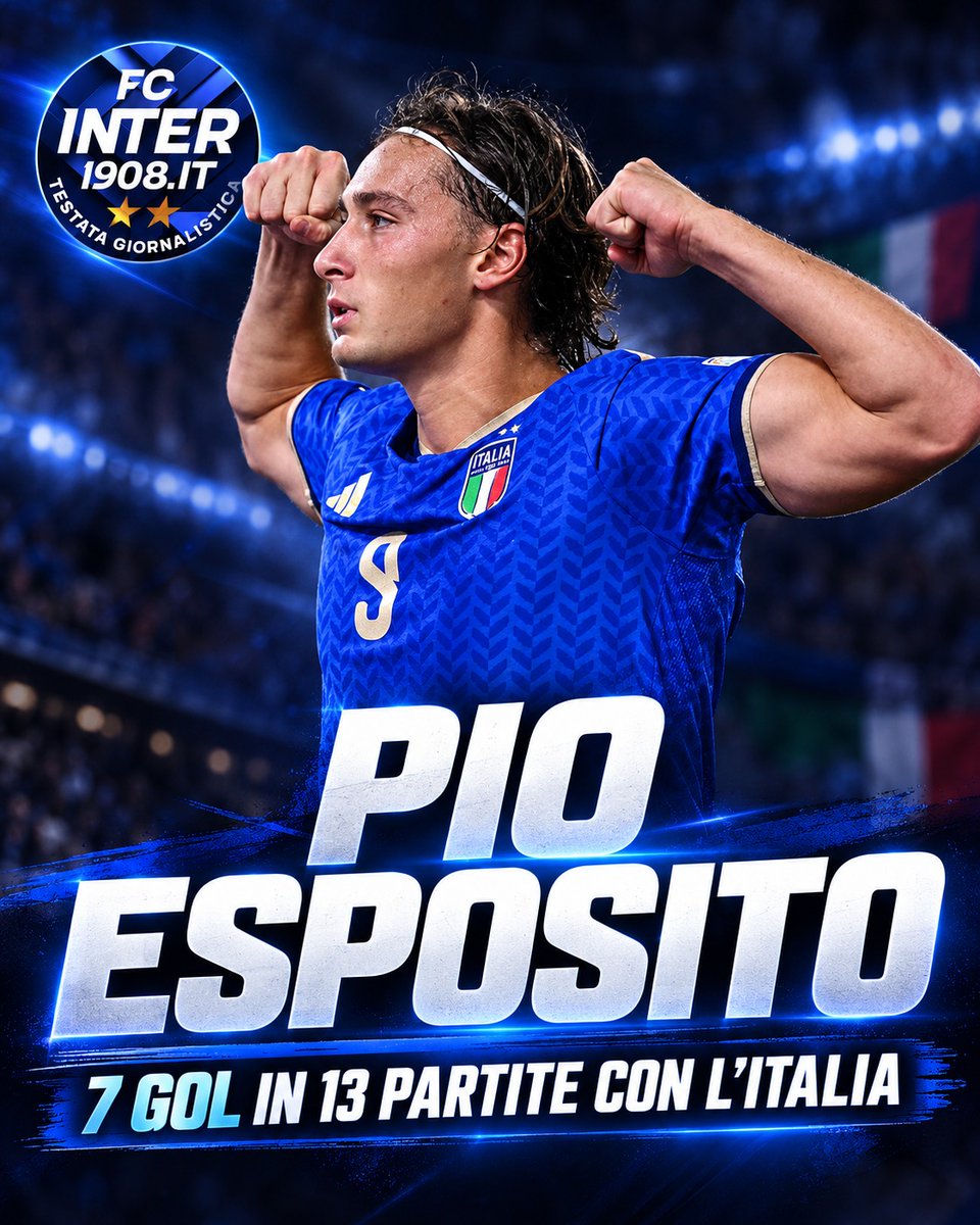marifcinter's tweet photo. 🇮🇹 Pio Esposito è diventato solo il secondo giocatore nella storia della Nazionale a trovare la sua settima rete con al massimo 21 anni d'età, dopo Giuseppe Meazza (20 anni e 155 giorni il 25 gennaio 1931) https://t.co/F4LO8NJpzz