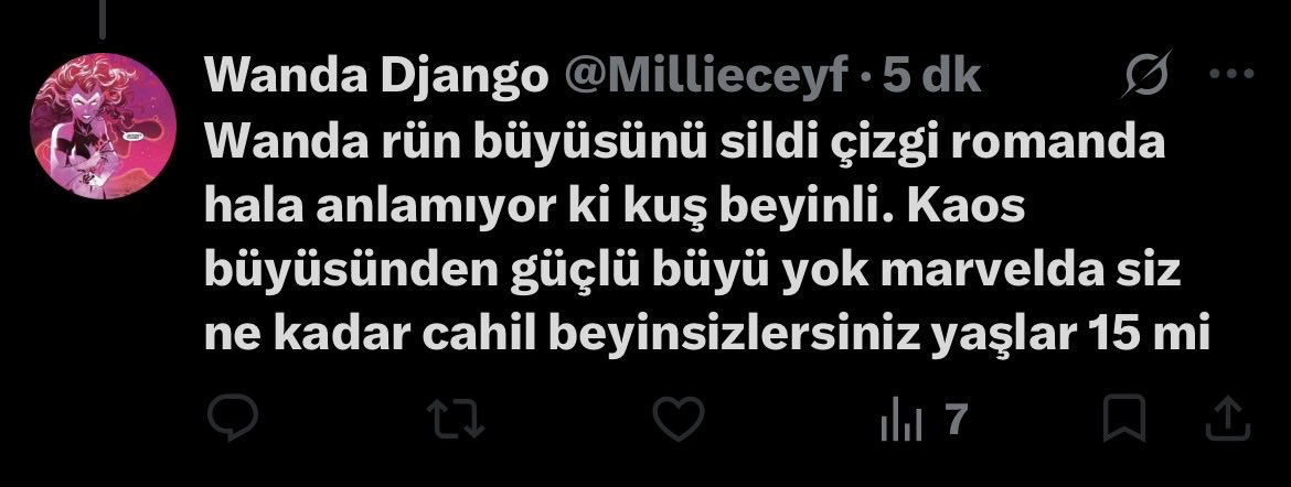 Caglarsco's tweet photo. @Azra56751182 @Millieceyf @kayrasane10 hala bana cizgi roman diyor be aptal sinematikde wandayı kimse siklemiyor anca hayal kurmaya devam et sinematikde bok siler bu comicte harcadiklari gibi sinematikde de harcayabilirler saniyor yazik iste doomsdayde 20 dk ekran suresi olan wanda fani pardon daha az 😂😂 https://t.co/ji57OiGSCa