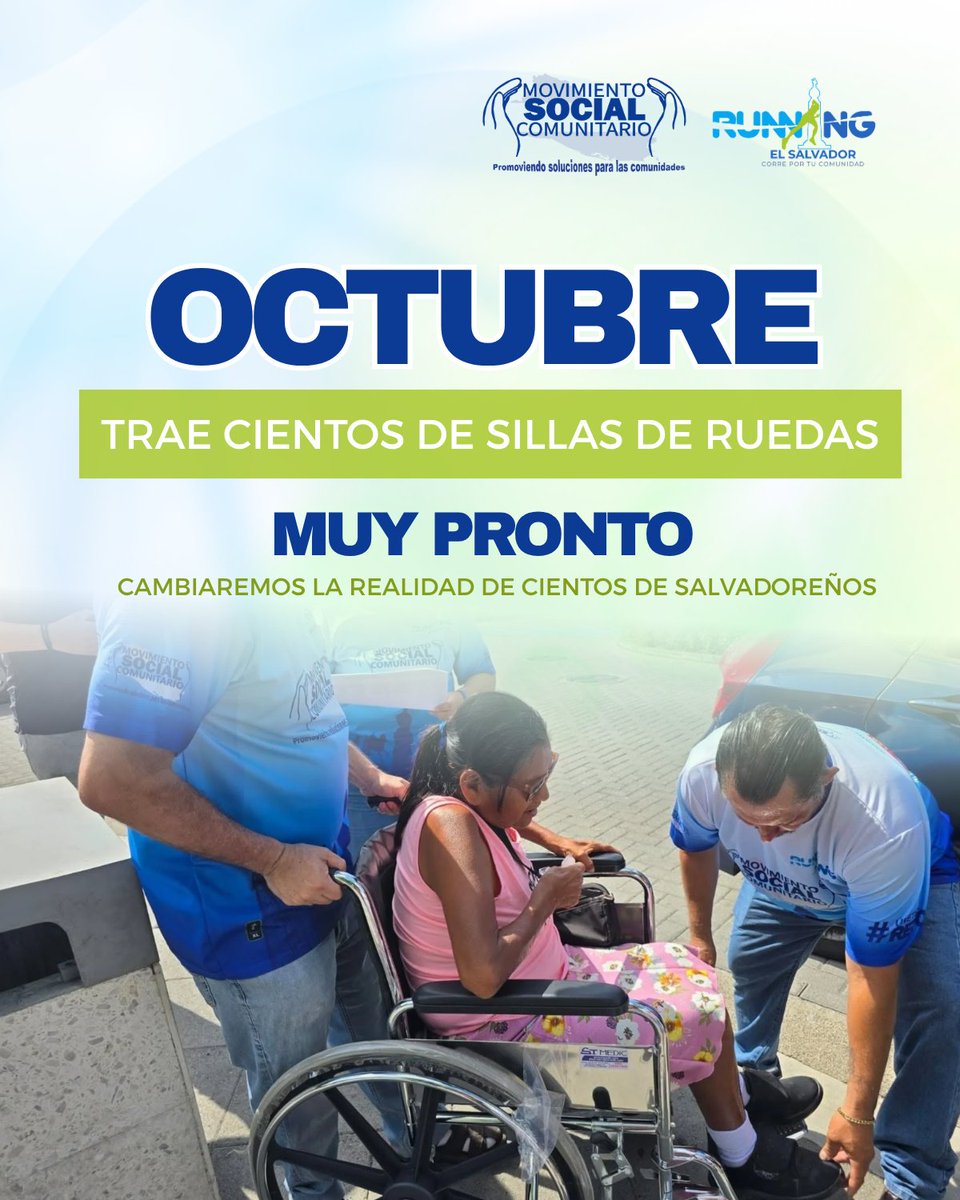 ComunitariosES's tweet photo. A POCOS DÍAS DE CAMBIAR LA VIDA DE CIENTOS DE PERSONAS

Cada vez falta menos para un evento que llevará sillas de ruedas a cientos de personas con discapacidad de movilidad.

Esta iniciativa es posible gracias a los corazones solidarios que se unieron a Running El Salvador para apoyar a las familias más vulnerables de nuestras comunidades.

Si conoces a una persona que necesita una silla de ruedas, completa el formulario con sus datos:

https://t.co/KBNFmVdKnM