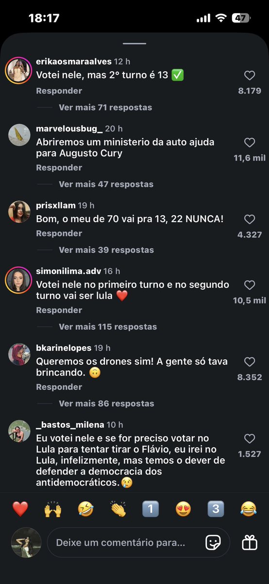 launfr's tweet photo. Gente fiquem com essa campanha no Instagram!!!!

Todos os vídeos dos eleitores do Augusto Cury que eu estou vendo, tá repleto de gente nos comentários falando que votaram 70 mas irão de 13 no segundo turno.

FOQUEM LÁ!! https://t.co/eEE8QVR3X9