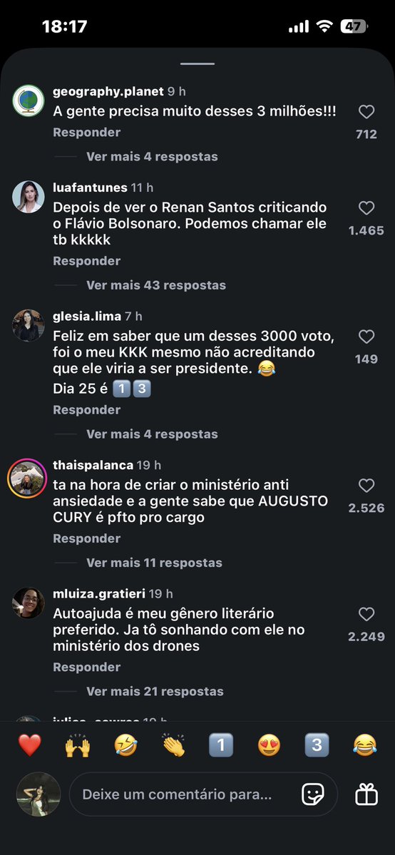 launfr's tweet photo. Gente fiquem com essa campanha no Instagram!!!!

Todos os vídeos dos eleitores do Augusto Cury que eu estou vendo, tá repleto de gente nos comentários falando que votaram 70 mas irão de 13 no segundo turno.

FOQUEM LÁ!! https://t.co/eEE8QVR3X9