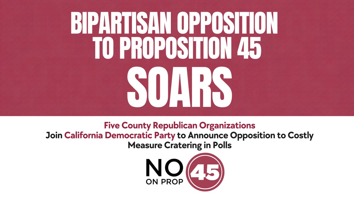 noprop45ca's tweet photo. Opposition to Prop 45 crosses party lines. Five Republican county organizations join the California Democratic Party in saying NO to a costly measure that weakens local control and public oversight. #NoOn45CA #Prop45 https://t.co/ga4HkIszln