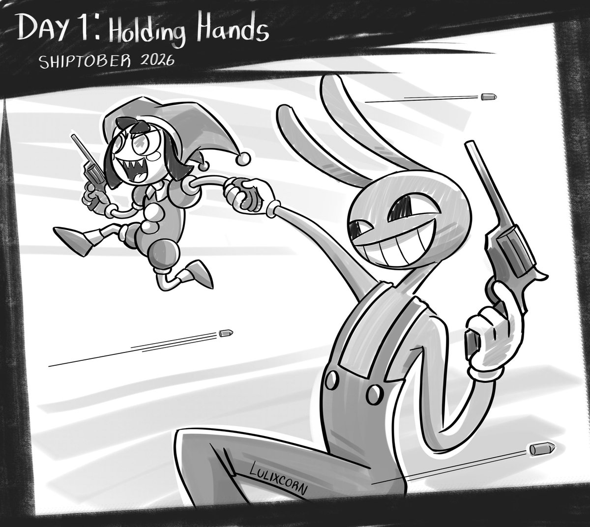 lulixcorn's tweet photo. SHIPTOBER 2026
Day 1 &amp; 2 

#funnybunny #digitalcircus #pomni x #jax https://t.co/lVaP3q58Gd