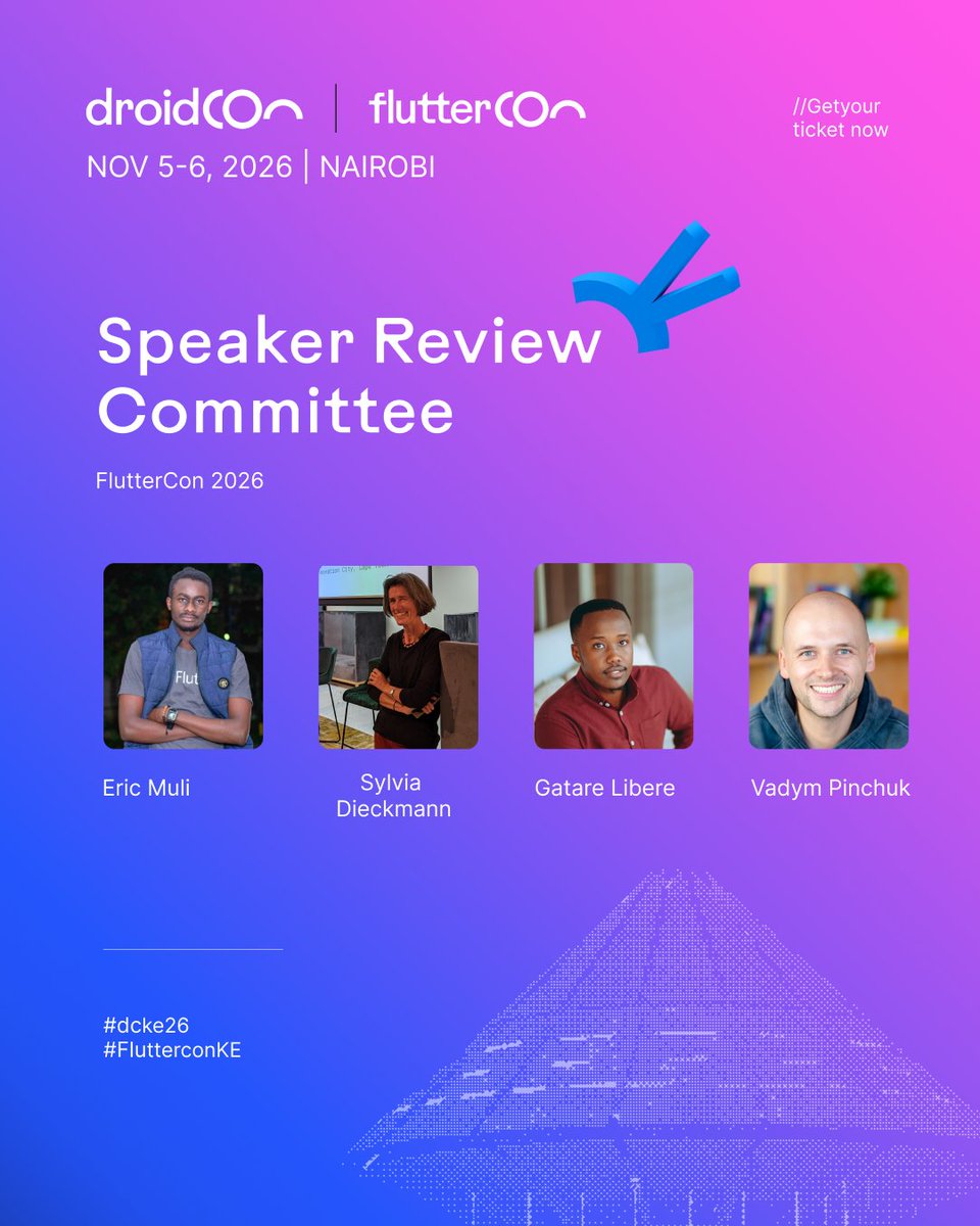 FlutterconKE's tweet photo. A massive thank you to our incredible CFP reviewers! 💙✨

Sifting through countless technical Flutter & Dart proposals to curate the highest-quality sessions takes serious dedication. Thank you @muli_eriq, @sylviedie , Gatare Libere and Vadym Pinchuk.  We appreciate your time, sharp eyes, and commitment to the community.

The lineup is looking incredible. See you Nov 5–6! 🚀

#flutterconke26 #dcke26 #FlutterDev